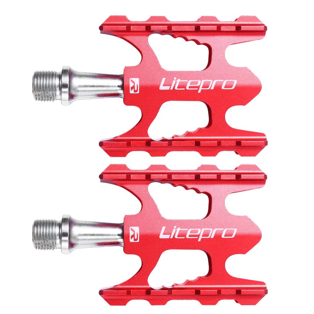 Ultralight Pedal Aluminum Alloy Bike Pedal Foldable Bike Pedal Accessory (Red)