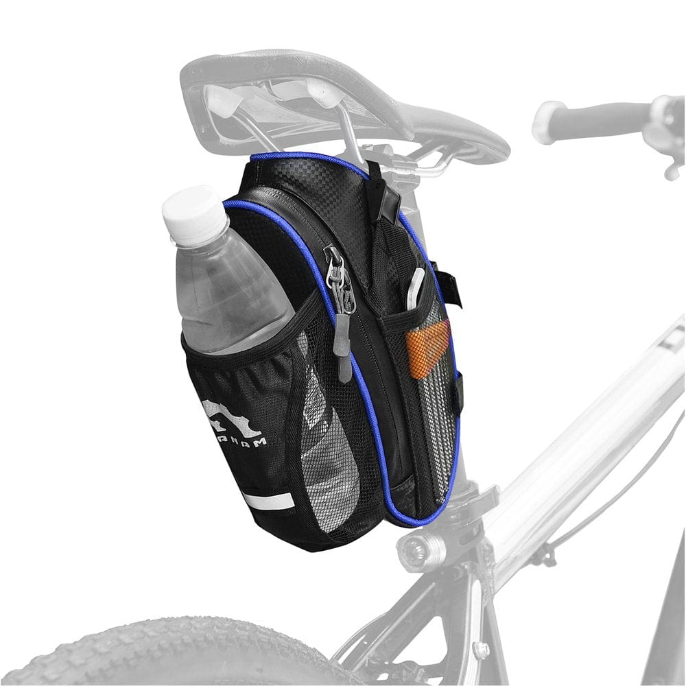 Water Resistant Bike Saddle Bag with Reflective Design Cycling under Seat Pack with Water Bottle Pouch for Mountain Bike Road Bicycles Storage Bag
